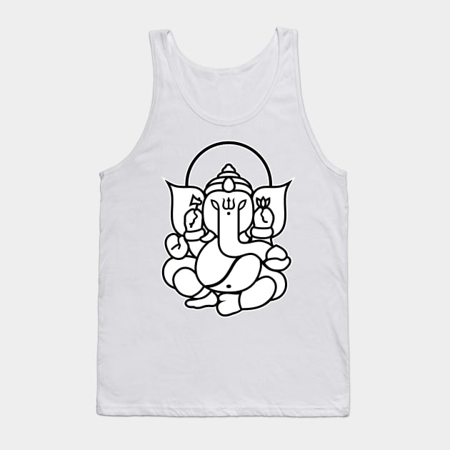 Ganesh Ganesa Ganapati Elephant 3 (black white) Tank Top by Mystic-Land